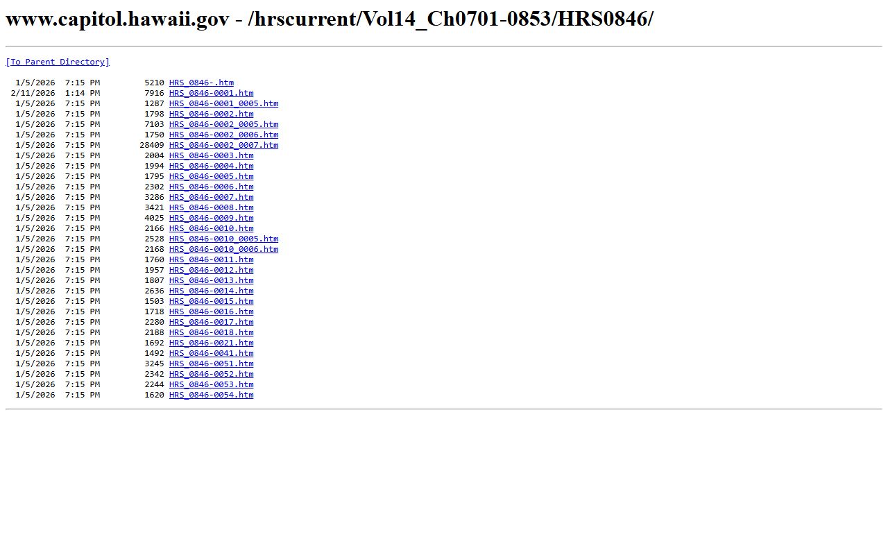 Hawaii busted mugshots HRS Chapter 846 criminal history page